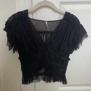 Free people black making me smile top